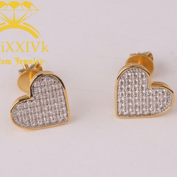 Iced Out Custom Love Studded Earrings - Picture 1 of 2